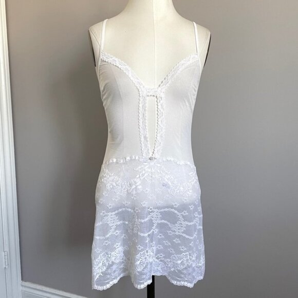 La Perla Other - Occhi Verdi by La Perla White Sheer Stretch Mesh Lace Slip - S 🇮🇹